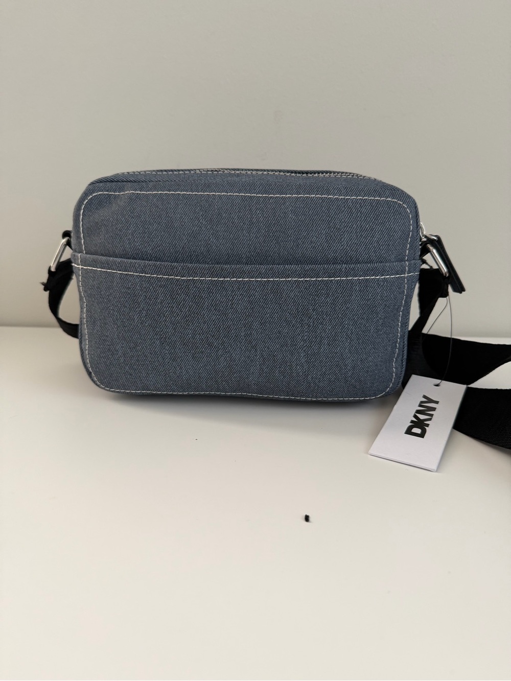 DKNY Blue Denim Patch Crossbody Bag with Black Strap - Picture 3 of 3